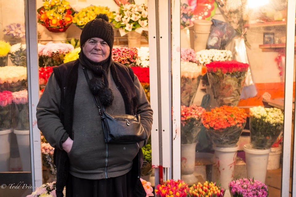 Georgian Flower Seller in Moscow