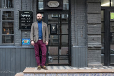 Vadim standing outside Bukovsvsky Restaurant.