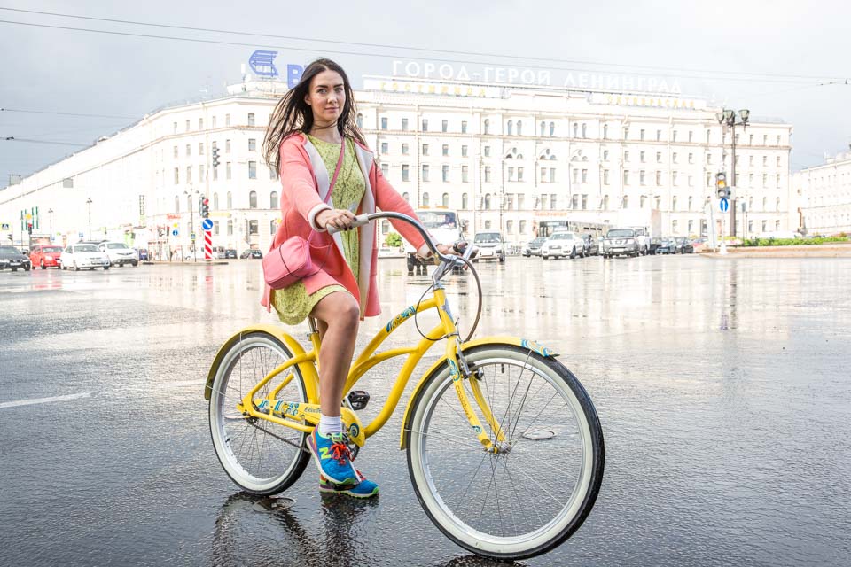 Serafima was crossing Nevsky on her bike after a short, but hard, rain storm.