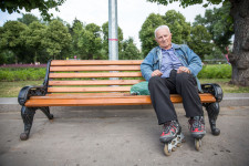 Vladimir, who turns 78 in two months, was rollerblading at Gorky Park.