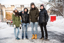 Khabarovsk youth on their way ''to get fresh air'' near the Amur River.