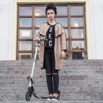 Yulia was riding a foot scooter in Moscow.