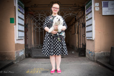 Irina was carrying her dog along Nevsky Prospect.