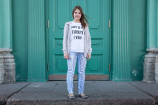 Elizaveta was wearing this t-shirt in the center of St. Petersburg.